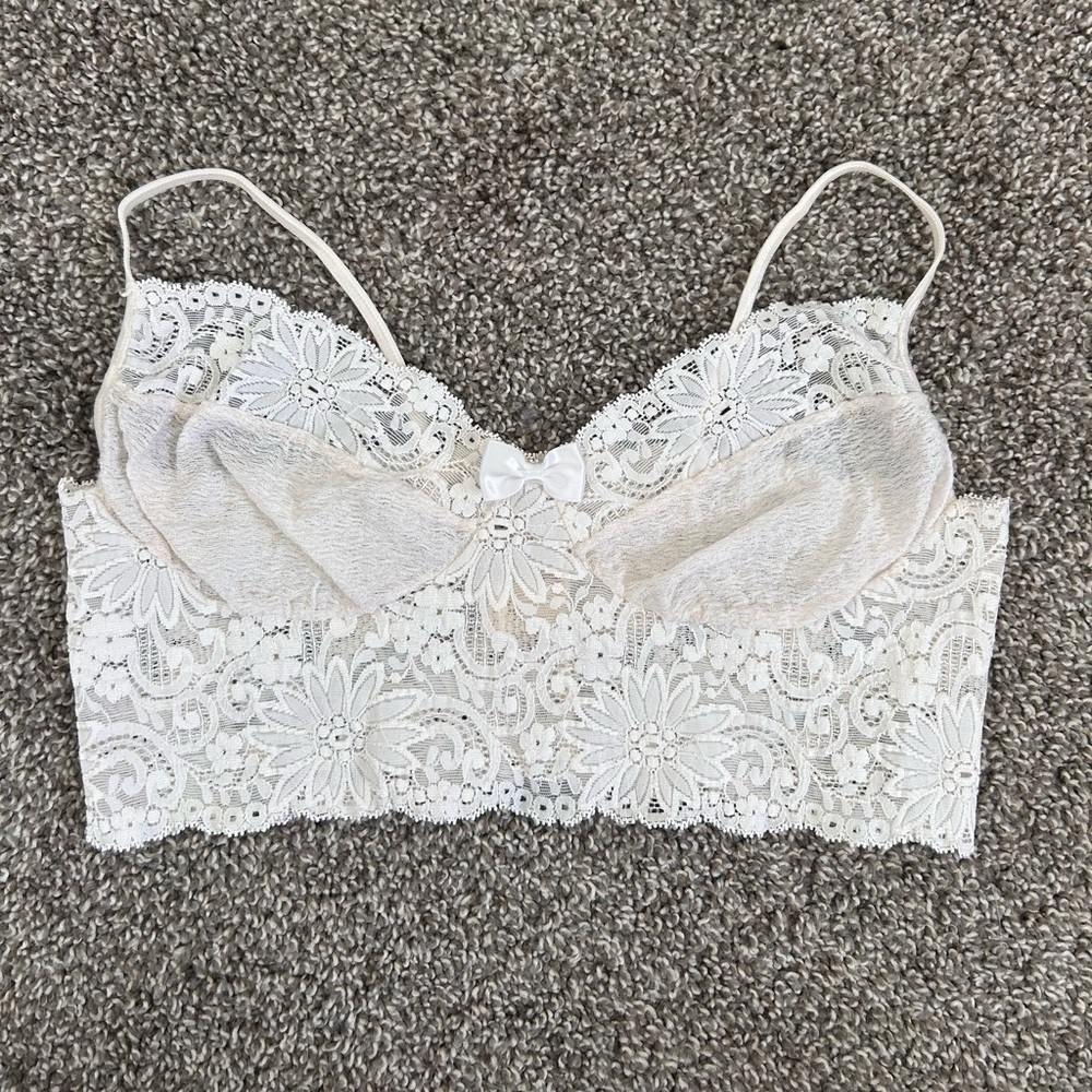 Vintage Victoria’s Secret Floral Lace Bralette Cami Top  - White/Ivory